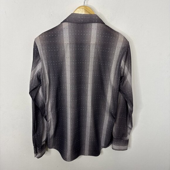 Vintage Charisma Townline 70s Disco Men M 15.5 Gray Groovy Button Shirt - Picture 4 of 4